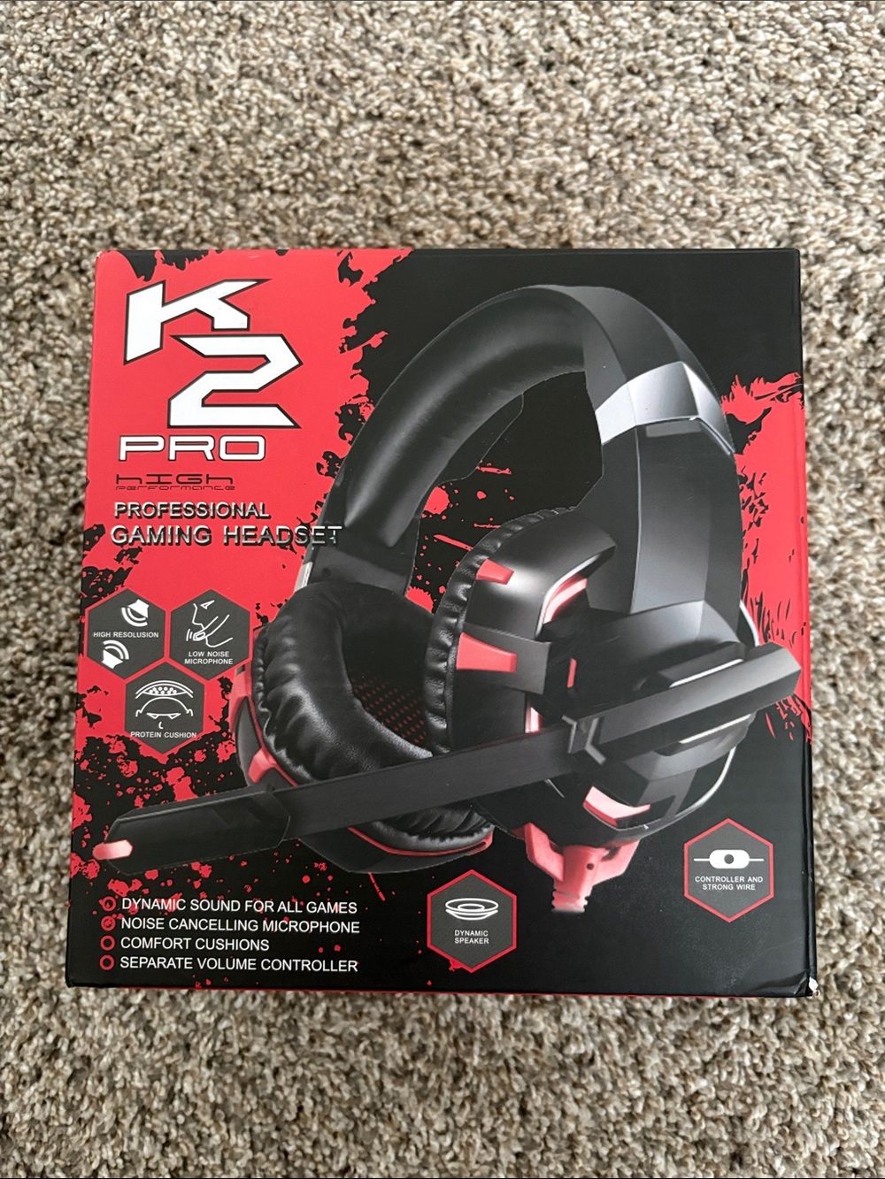 K2 Pro Black and Red Professional Gaming Headset with Mic